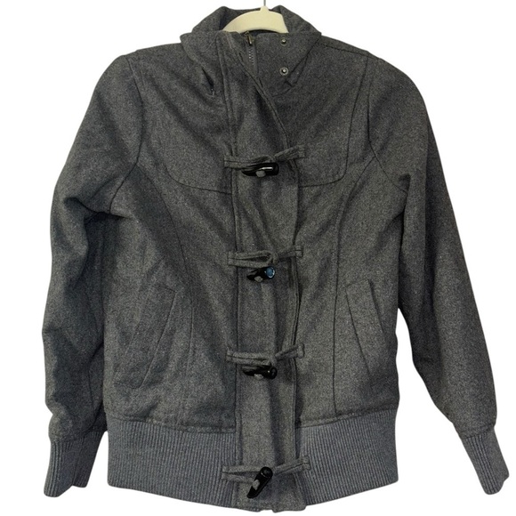 Dollhouse Woolblend Y2K Gray Button Up Zip Sweater Jacket Women’s M Winter Warm - Picture 1 of 13